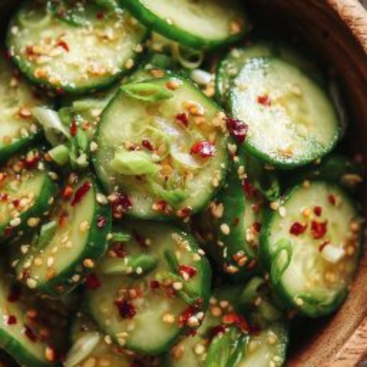 cucumbers with dressing and green onions