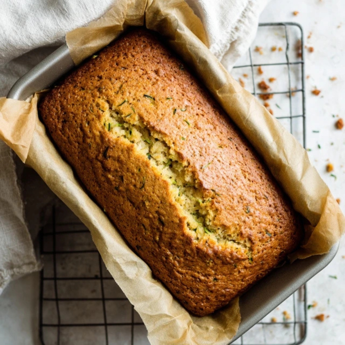 baked lemon zucchini bread cooling on rack