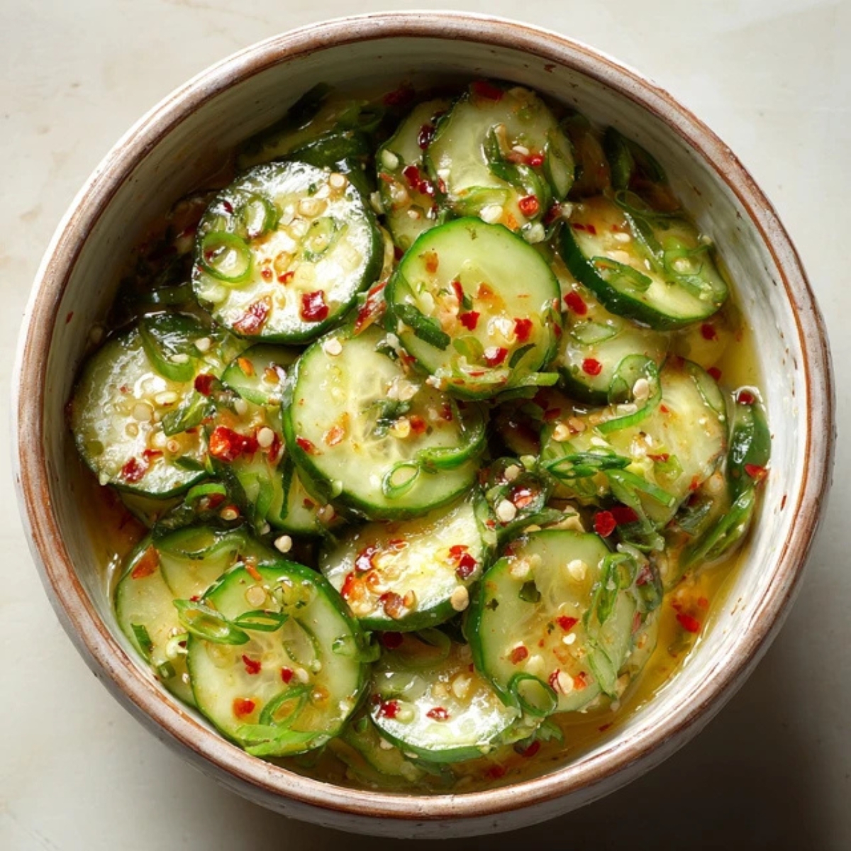 crunchy Asian cucumber salad with sesame and herbs