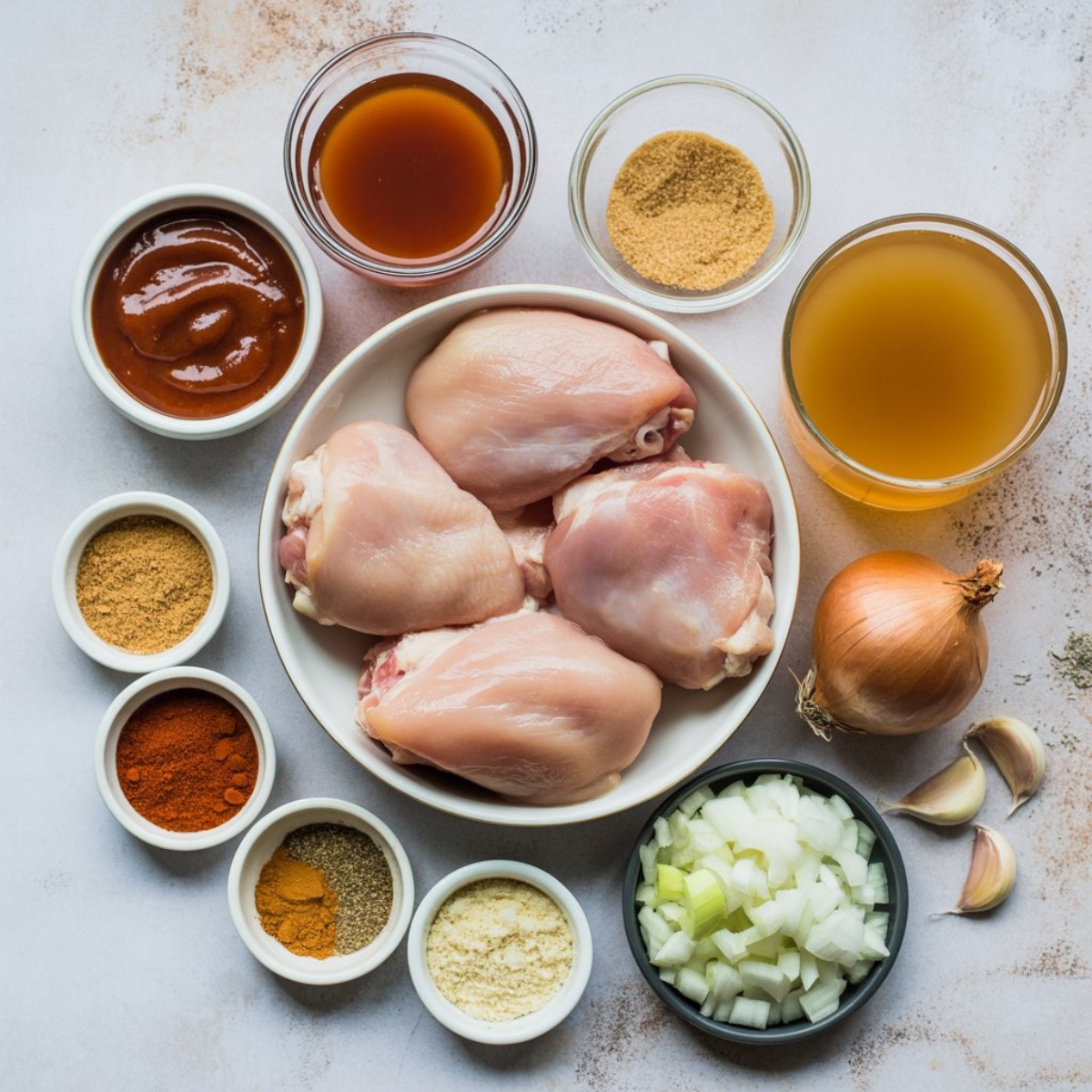 Ingredients for bbq pulled chicken instant pot recipe