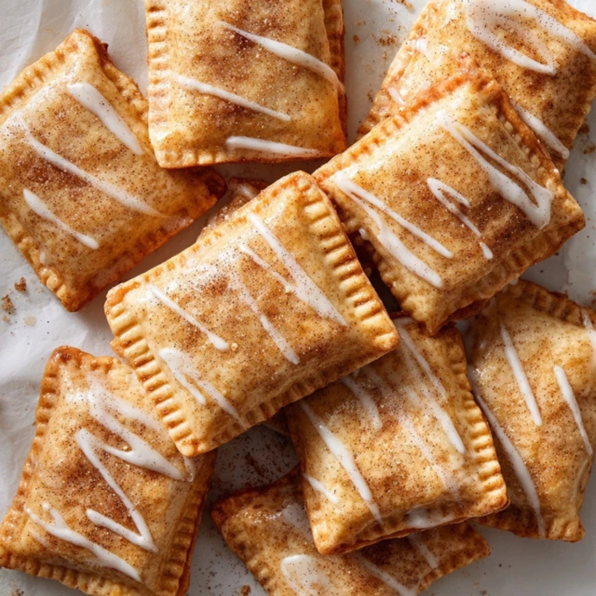 Brown Sugar Pop Tart Cookies with cinnamon filling and frosting on kitchen counter