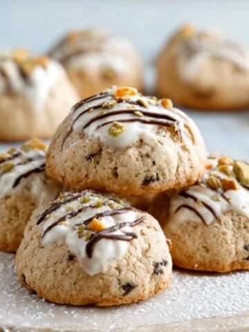 Homemade cannoli cookies with ricotta filling and powdered sugar