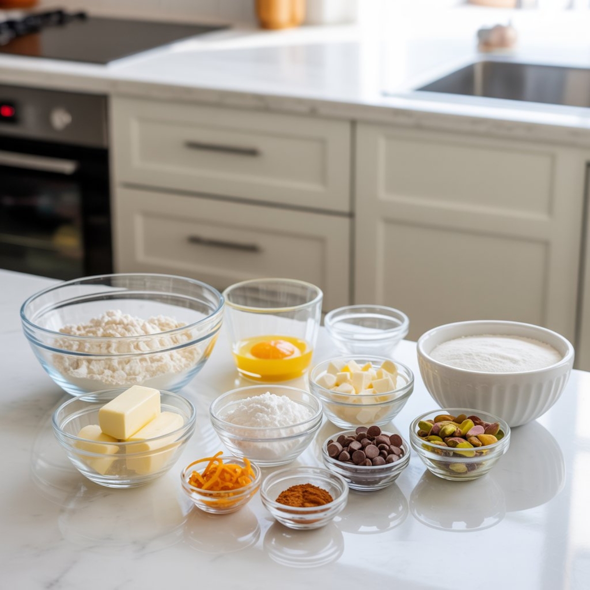 Ingredients for homemade cannoli cookies with ricotta and chocolate chips