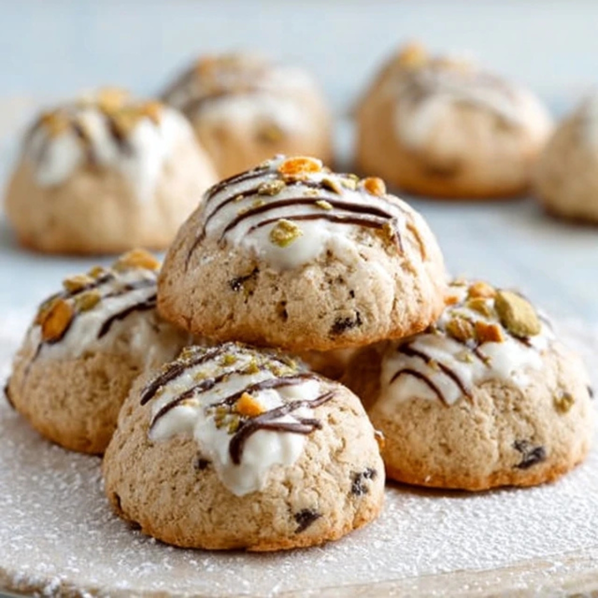 Homemade cannoli cookies with ricotta filling and powdered sugar