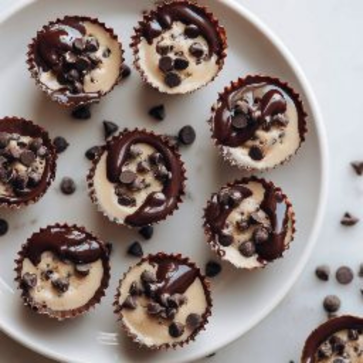 No bake chocolate chip cookie dough cups with chocolate shell