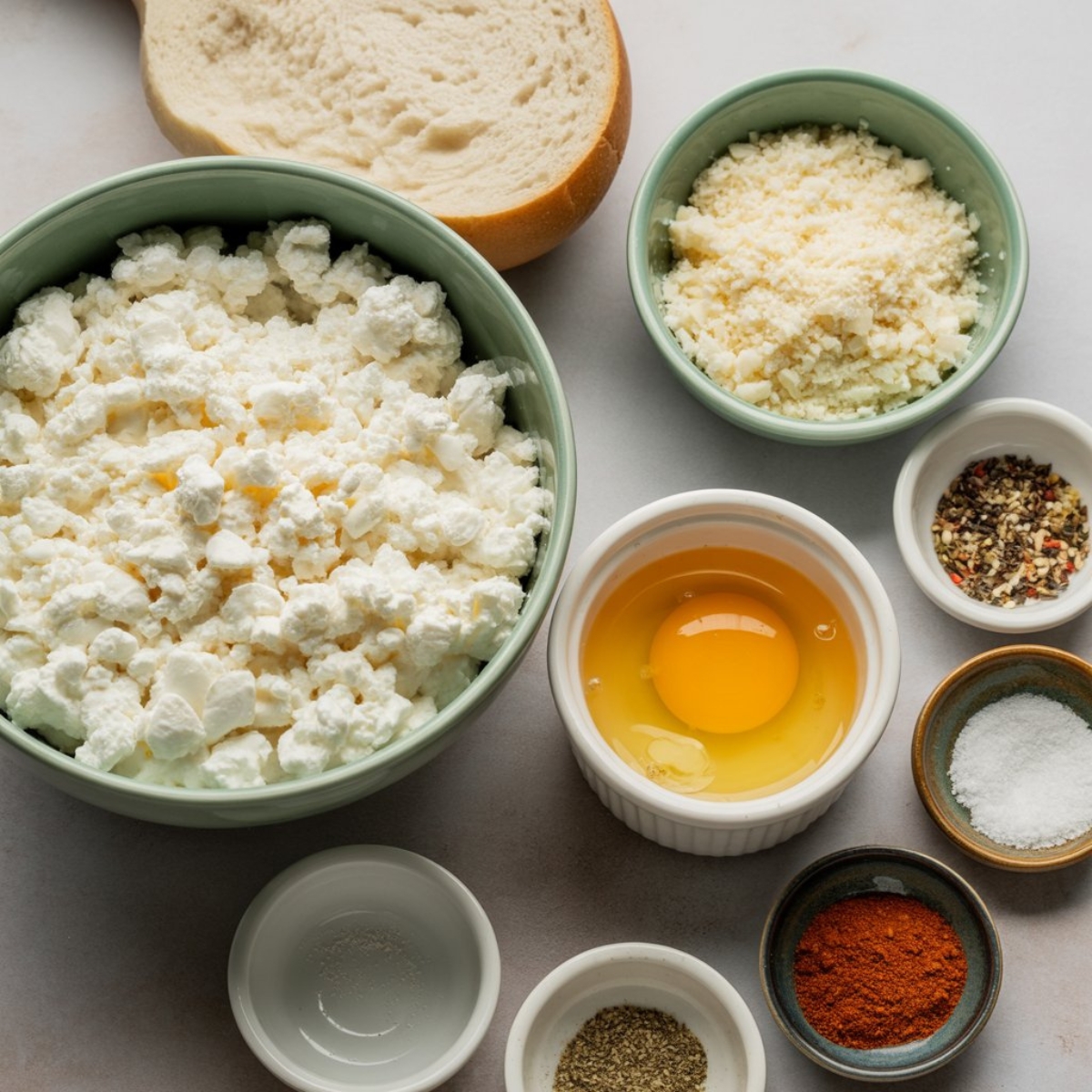 Cottage cheese chips ingredients on kitchen counter