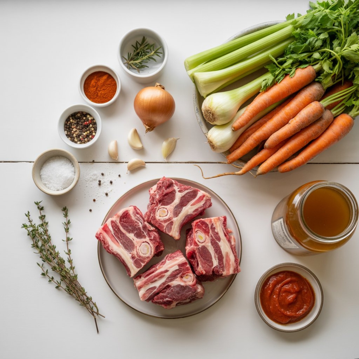 Instant Pot oxtail ingredients flat lay
