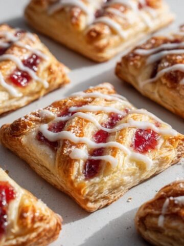Homemade strawberry danish with cream cheese and fresh strawberry filling