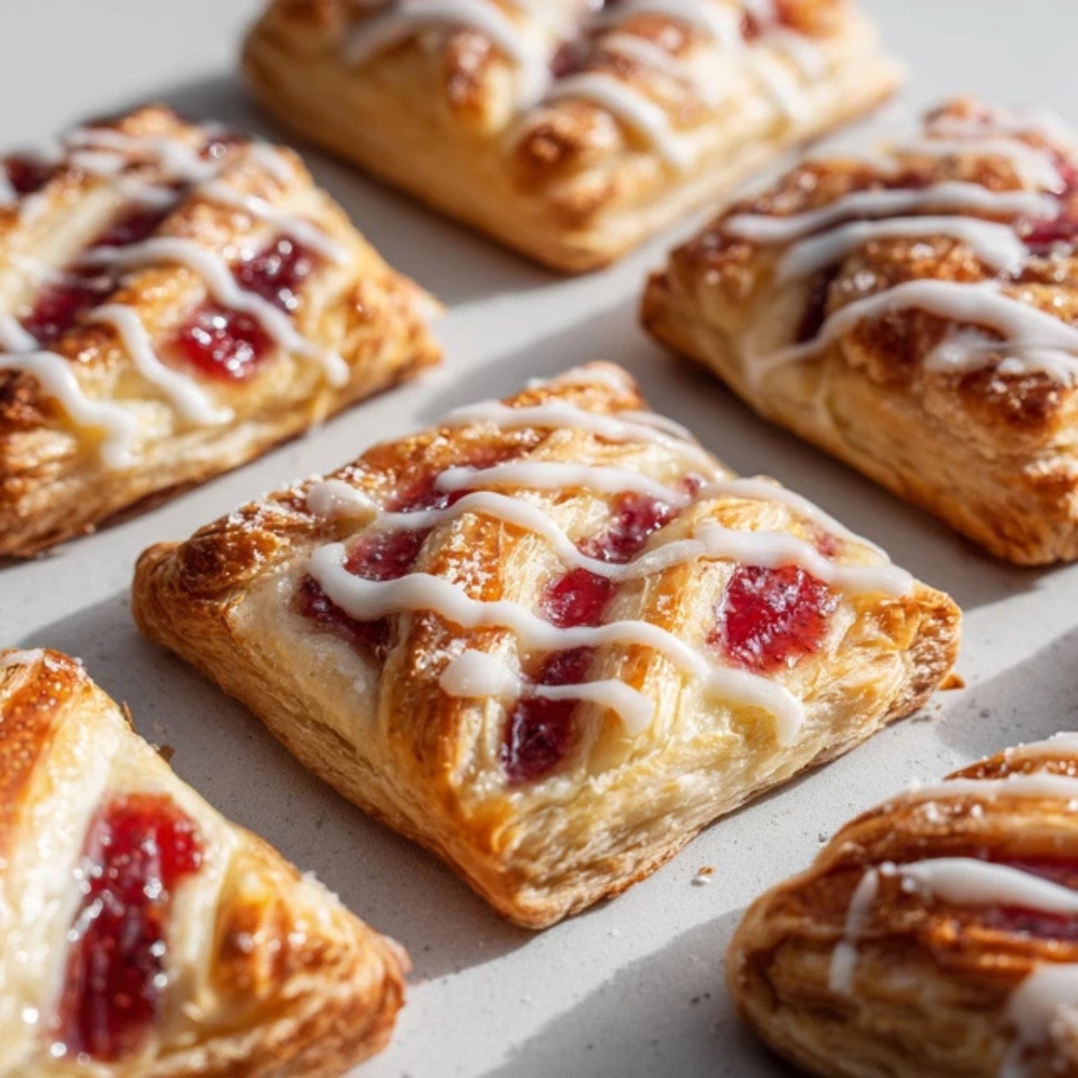 Homemade strawberry danish with cream cheese and fresh strawberry filling