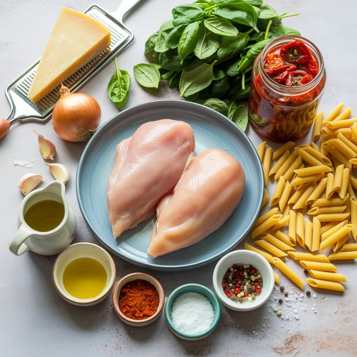 sun-dried-tomato-chicken-pasta-ingredients