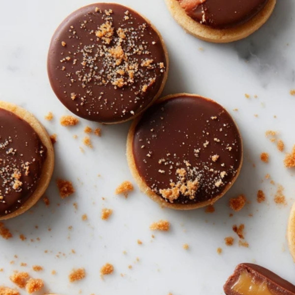Homemade Twix cookies with caramel, chocolate, and shortbread