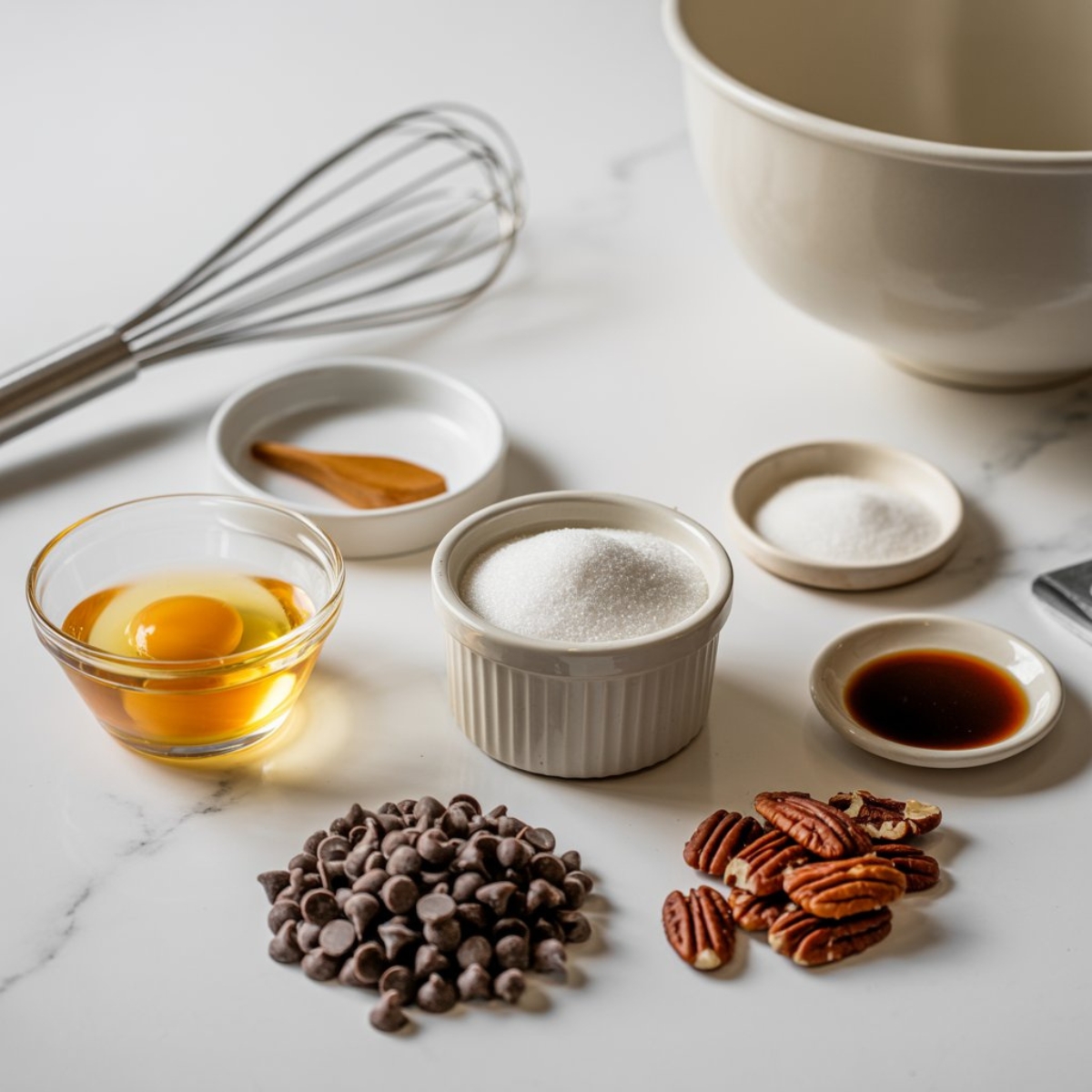 Forgotten Cookies ingredients on white kitchen counter