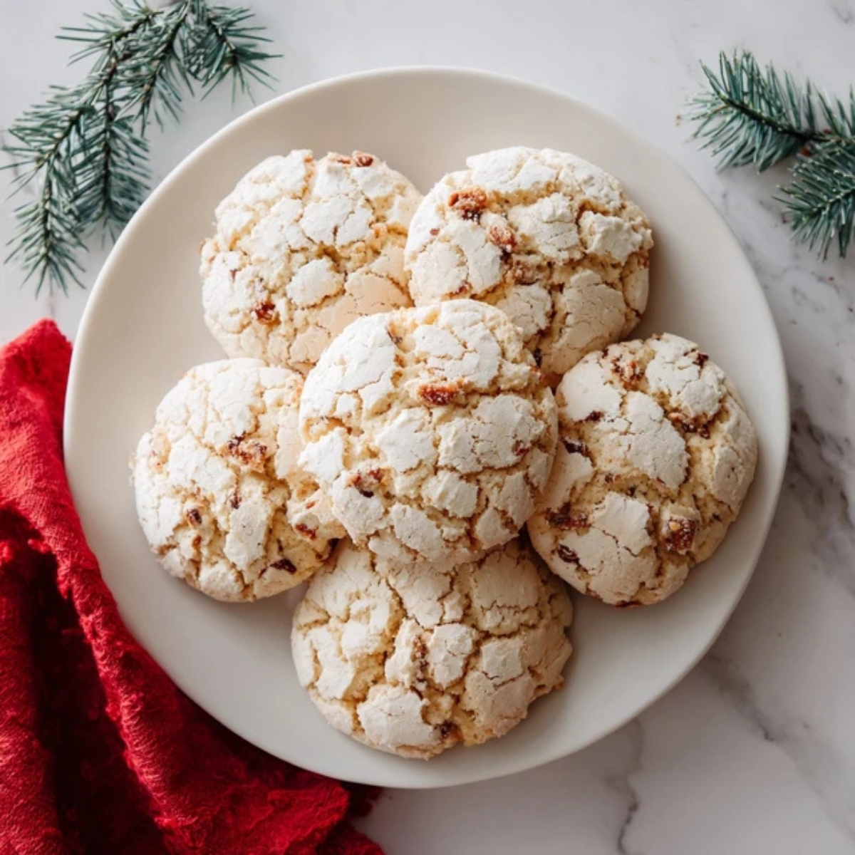 Homemade Forgotten Cookies with chocolate chips on white kitchen counter