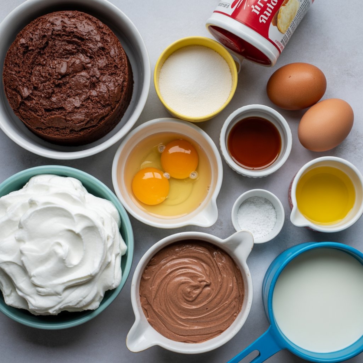Ingredients for Italian Love Cake on white counter