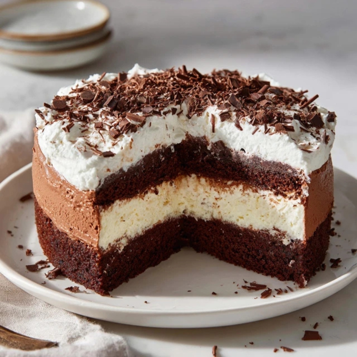 Homemade Italian Love Cake with ricotta and chocolate layers